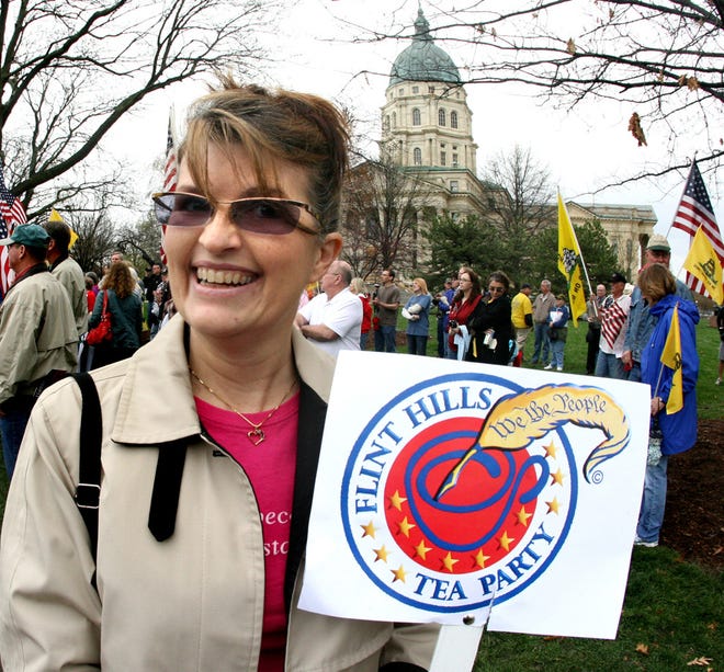 Was Sarah Palin at the Topeka tea party Friday? No, but Gail Lortscher was. Lortscher who bears a stunning likeness to the Republican politician says her friends sometimes call her Sarah of the Flint Hills and she gets plenty of people asking if she is the famous politician.
