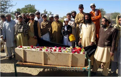 A funeral in November of a victim of a drone attack in Pakistan's North Waziristan region.