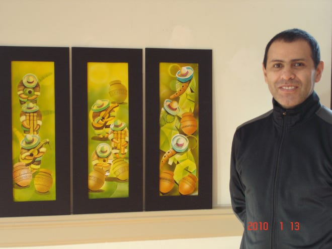Artist Marco Vizcarra was an accomplished architect, college professor and public speaker in his native Peru before moving to Brockton last year.
