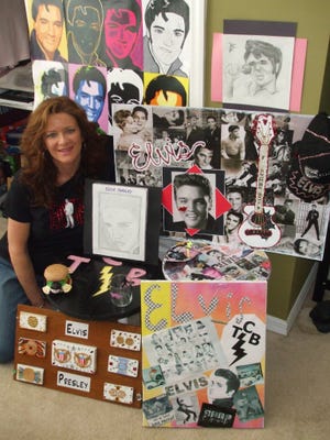Entries from Switzerland Point Middle School students in an Elvis Presley art contest will be on display at Stellers Gallery at the Bartram Trail Art Walk today.