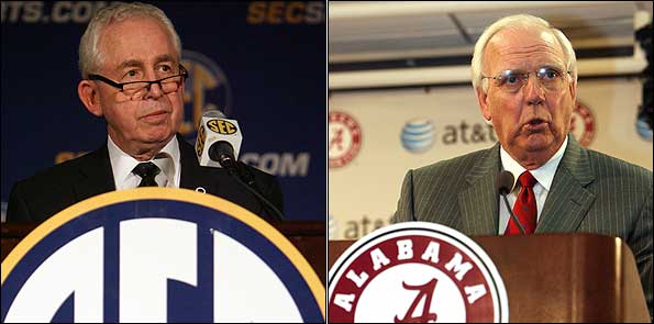 Mike Slive (left) and Mal Moore.