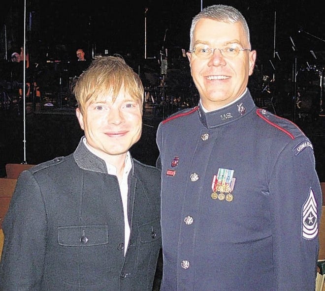 Sgt. Maj. Christopher Jones of the West Point Band, right, will offer a recital of music for clarinet at West Point's Egner Hall Saturday, with works by many composers, including John Mackey, left.