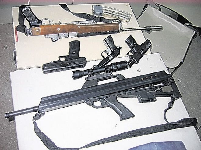 Police recovered an assortment of weapons on Friday morning when they raided 64 Rock Cut Road in the Town of Newburgh.