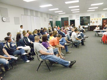 More than 60 people attended the Mercer County School Board meeting April 28.