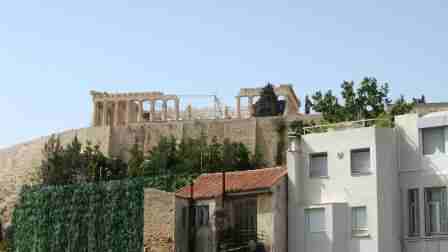 The Parthenon as seen from the cafe deck of the New Acropolis Museum.