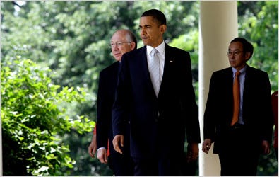 President Obama with Interior Secretary Ken Salazar, left, and Energy Secretary Steven Chu in the Rose Garden on Friday.