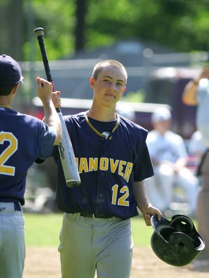 Hanover's Jon Spitz celebrates after scoring a run in a recent game.