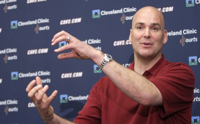 Cleveland Cavaliers General Manager Danny Ferry talks to the media during a news conference Friday in Independence.