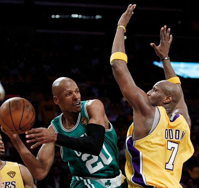 The Celtics will need a better effort in Game 2 from Ray Allen (left), who was plagued by foul trouble on Thursday.