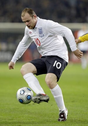 England's Wayne Rooney is seen during the World Cup group 6 qualifying soccer match between England and Ukraine at Arena Stadium in Dnipropetrovsk, Ukraine, Saturday, Oct. 10, 2009. (AP Photo/Efrem Lukatsky) ** You can find the entire World Cup collection on apimages.com **