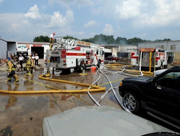 A three alarm fire at the 92 East Business Park has impacted several tenants with over 40 firefighters from several agencies working the fire in Lakeland, FL on Wednesday June 16, 2010.