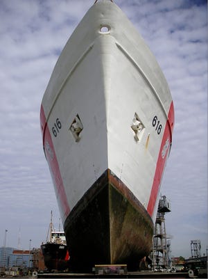 The Diligence in dry dock in Curtis Bay, Md., before refurbishment work. Courtesy of U.S. Coast Guard 5th District