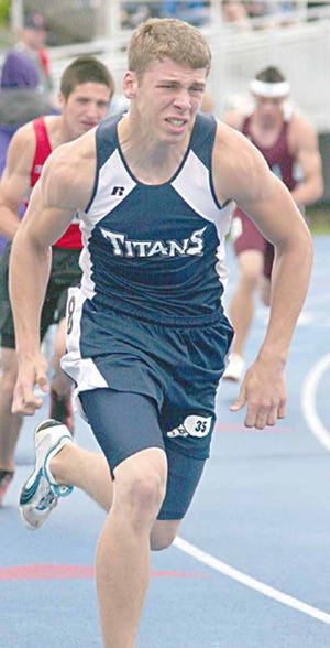 Wethersfield graduate Ian VanAntwerp, pictured at the state track meet his senior year, won the Midwest Collegiate Conference long jump title as a freshman at St. Ambrose University.