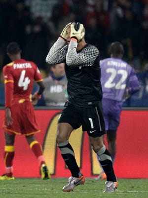 United States goalkeeper Tim Howard gets emotional Saturday during the World Cup round of 16 soccer match against Ghana in Rustenburg, South Africa. Ghana won 2-1, advancing to the quarterfinals.