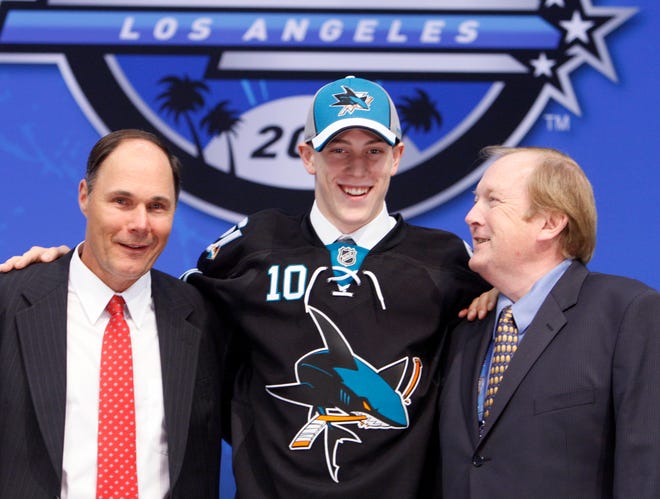 Charlie Coyle of Weymouth, Mass., was the 28th pick by the San Jose Sharks in the first round of the NHL National Hockey League draft at Staples Center in Los Angeles Friday, June 25, 2010.