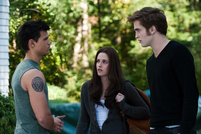 From Left, Taylor Lautner, Kristen Stewart and Robert Pattinson in "The Twilight Saga: Eclipse.