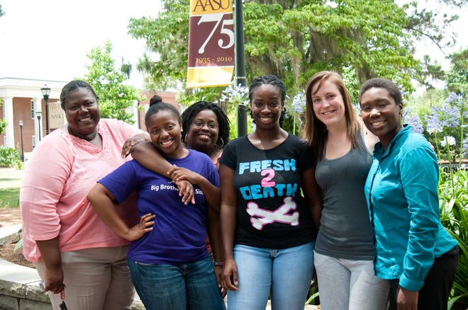 Students from Armstrong Atlantic and Savannah State traveling to Ghana include, from left, Sonya Brown, Jeanette Lovett, Tonya Wright, TaNika Roberts, Megan Ganser and Dr. Kalenda Eaton. Not pictured: Patrina Lingard. (Katherine Arntzen/For the Closeup)