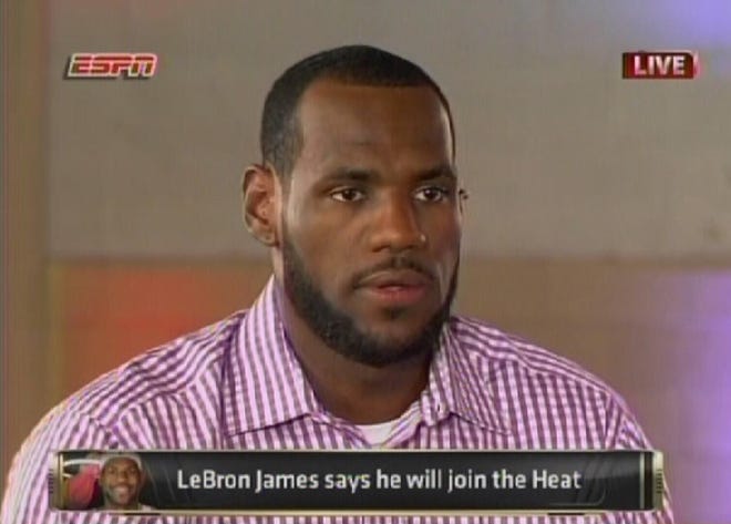 Former Cavaliers superstar LeBron James made his decision to play for the Heat known Thursday night during a one-hour special shown on ESPN.