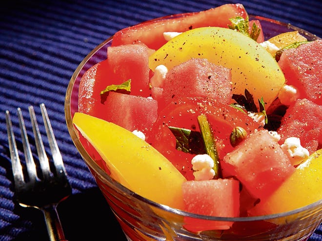 Like many fruits, freshly picked melons are frequently at their best unadorned. But they also have several simple affinities; watermelon and balsamic vinegar; cantaloupe or honeydew and salt and pepper. (John L. White/St. Louis Post-Dispatch)