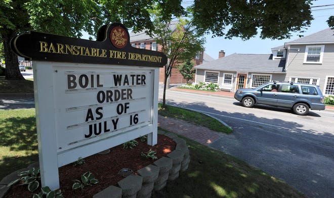 More signs like this one, announcing the boil water order for the Barnstable Fire District, could be appearing around the Cape because of a change in federal regulation.