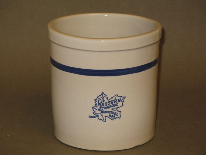 Shown here is Western Stoneware's fourth anniversary commemorative crock.