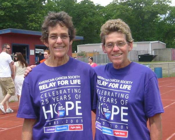 Nancy Brown of Waltham, left, and her twin sister, Betsy Anderson of Framingham, have both battled and beaten cancer. On Sunday, they will cycle 75 miles from Worcester to Boston during the American Cancer Society's Bicycles Battling Cancer event.