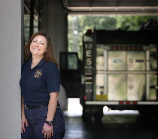 Firefighter Helen Hunter went through the Detoxification program funded by John Travolta. She is shown here at Fire Station #5 on Saturday, July 17, 2010 in Ocala, Florida.