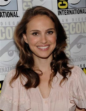 Actress Natalie Portman arrives at a press conference for her feature film "Thor" at Comic Con in San Diego, Calif. on Saturday, July 24, 2010. (AP Photo/Dan Steinberg)