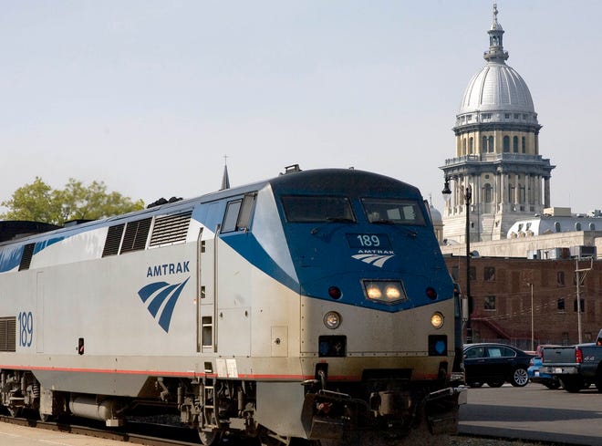 The 322 Texas Eagle pulls into the the Springfield Amtrak station heading northbound to Chicago, Ill., Tuesday, April 20, 2010. Justin L. Fowler/The State Journal-Register