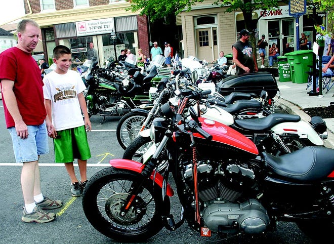 Lucas Farley of Oklahoma enjoyed the motorcycles Saturday while visiting Old Home Week.