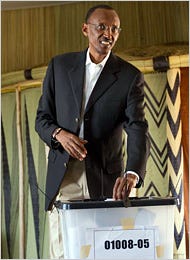 President Paul Kagame of Rwanda cast his vote at a school in Kigali on Monday.
