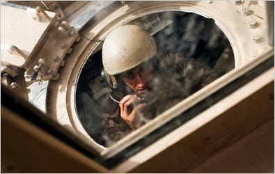 An Iraqi soldier in a tank during a training session with American soldiers south of Baghdad.