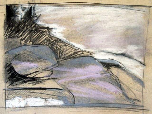 "Monhegan Whitehead Study" Charcoal & pastel on paper 2009
