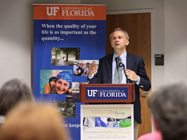 Dr. Marco Pahor, director of UF Institute on Aging, speaks on the new Health Promotion Center during the facility grand opening on Wednesday, August 11, 2010.