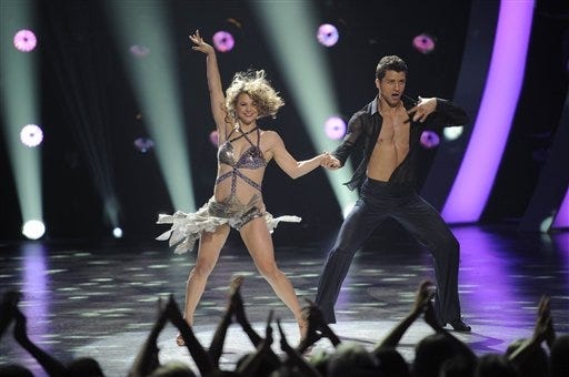 Lauren Froderman, left, performs a Cha Cha routine with All-Star partner Pasha Kovalev choreographed by Tony Meredith & Melanie LaPatin for the television show "So You Think You Can Dance", in Los Angeles.