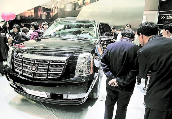 The blinged-out Cadillac Escalade SUV, a favorite of rappers and A-listers like Tiger Woods, is also the vehicle most targeted by thieves, according to an insurance industry group. By GREG BAKER, AP file photo