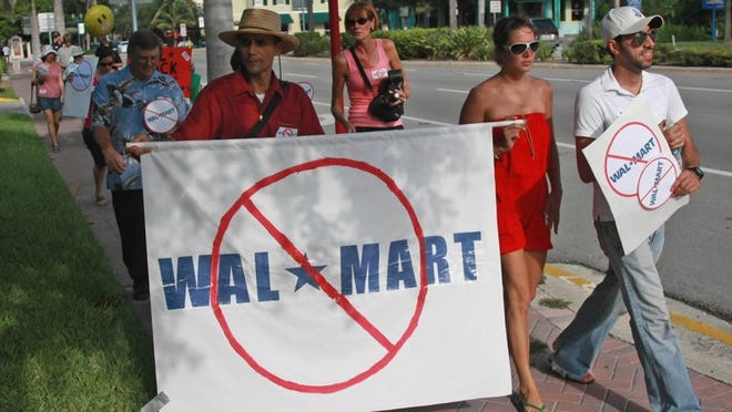 Delray Beach residents protest the proposed Wal-Mart store.