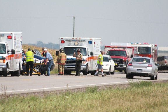 Police and firemen from Chenoa and SELCAS personnel responded to a two-vehicle accident Thursday afternoon around 1:30 p.m. on U.S. 24 near Meadows. District 6 State Police are handling the accident reports, which were not available Thursday evening.