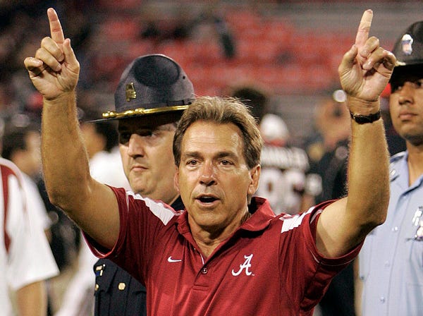 Alabama head coach Nick Saban and the Crimson Tide is on top in the Associated Press preseason poll for the first time since 1978.