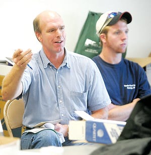 Photo by Amy Paterson/New Jersey Herald
 
Jeff Vander Groef, of Wantage, talks about the challenges dairy farmers face during a discussion with the state Department of Agriculture Thursday on options for a framework to help dairy farmers.