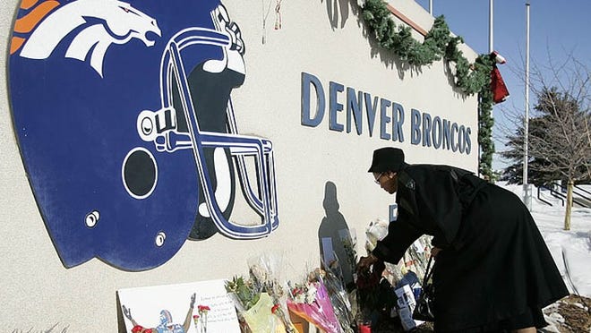 Fans left memorials for Denver Broncos cornerback Darrent Williams, who was shot and killed early Jan. 1, 2007. Brandon Marshall testified for the prosecution, which helped convict a shooter to life without parole for his role in the death.