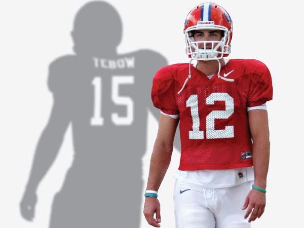 Quarterback John Brantley has already stepped into the shadow left by Tim Tebow, who has moved on to the NFL.