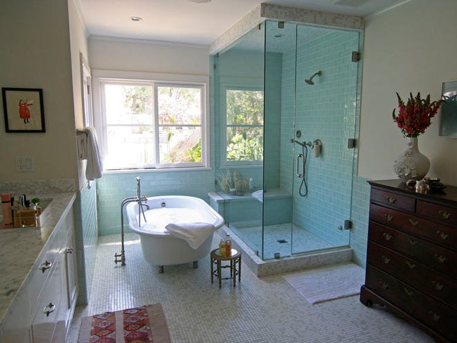 This bathroom was designed by Molly Luetkemeyer, a Los Angeles-based designer.