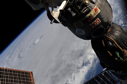 This image provided by NASA shows Hurricane Earl taken by astronaut Douglas Wheelock aboard the International Space Station and posted Aug. 31, 2010. Earl was expected to remain over the open ocean before turning north and running parallel to the East Coast, bringing high winds and heavy rain to North Carolina's Outer Banks by late Thursday or early Friday.