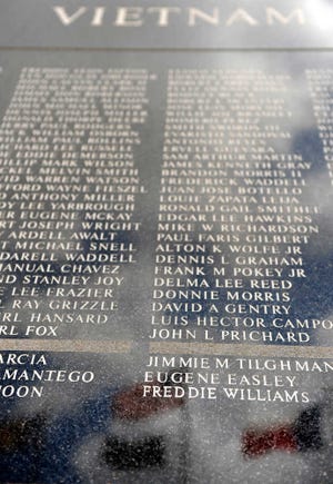 Freddie Williams' name has been moved from its listing with Operation Iraqi Freedom veterans to its rightful place with Vietnam veterans. (John A. Bowersmith/Lubbock Avalanche-Journal)