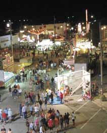 This photo of the Hog Days downtown carnival was taken from the top of the Ferris wheel at the west end of the downtown.