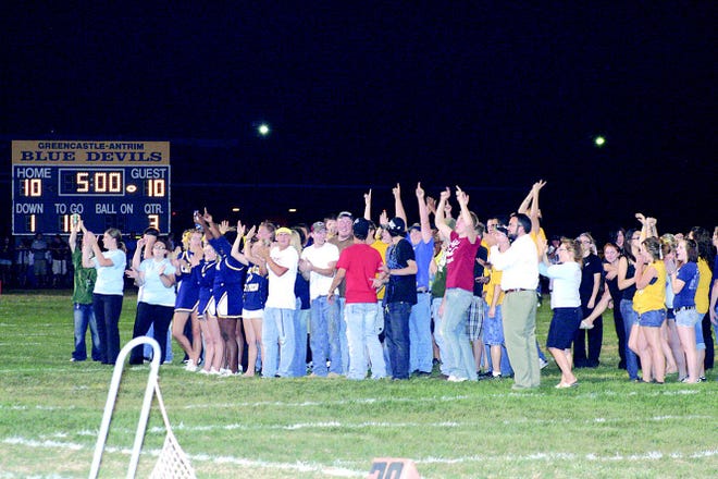Members of the Greencastle-Antrim High School senior class were recognized during halftime of Friday's football game. The students set a new standard for their scores on state tests.