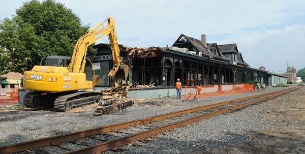 Demolition on a portion of Dansbury Depot began in July. The historic portion of the former train station is slated to be moved to a new, temporary location in October.   To purchase a reprint of this photo, go to  www.PoconoRecord.com/photostore.