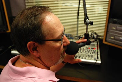 News director Thomas Baker, 46, records a show at WVHC 91.5 FM.