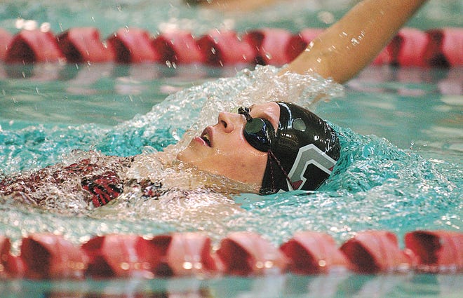 Canandaigua Academy's Rachel Bellis competes in the 200IM while hosting Penfield on Tuesday, September 14, 2010.